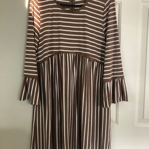 Striped Brown and White Dress